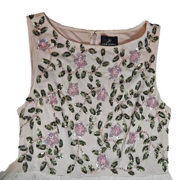 Adrianna Papell Floral Sequin Maxi Gown Sz 6 PETITE Formal Fairy Whimsical Dress - Picture 8 of 16